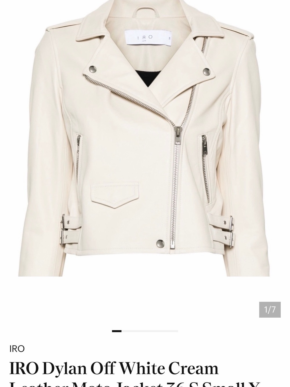 IRO Off-White Cream Leather Moto Jacket